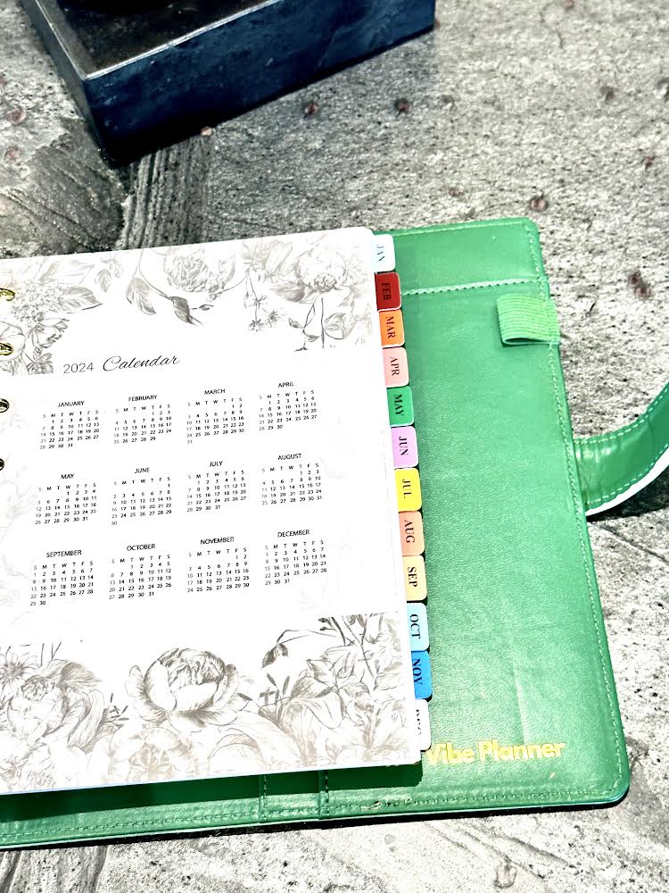 2024 Vegan Leather Agenda + 2024 Calendar Pages - The Vibe Planner