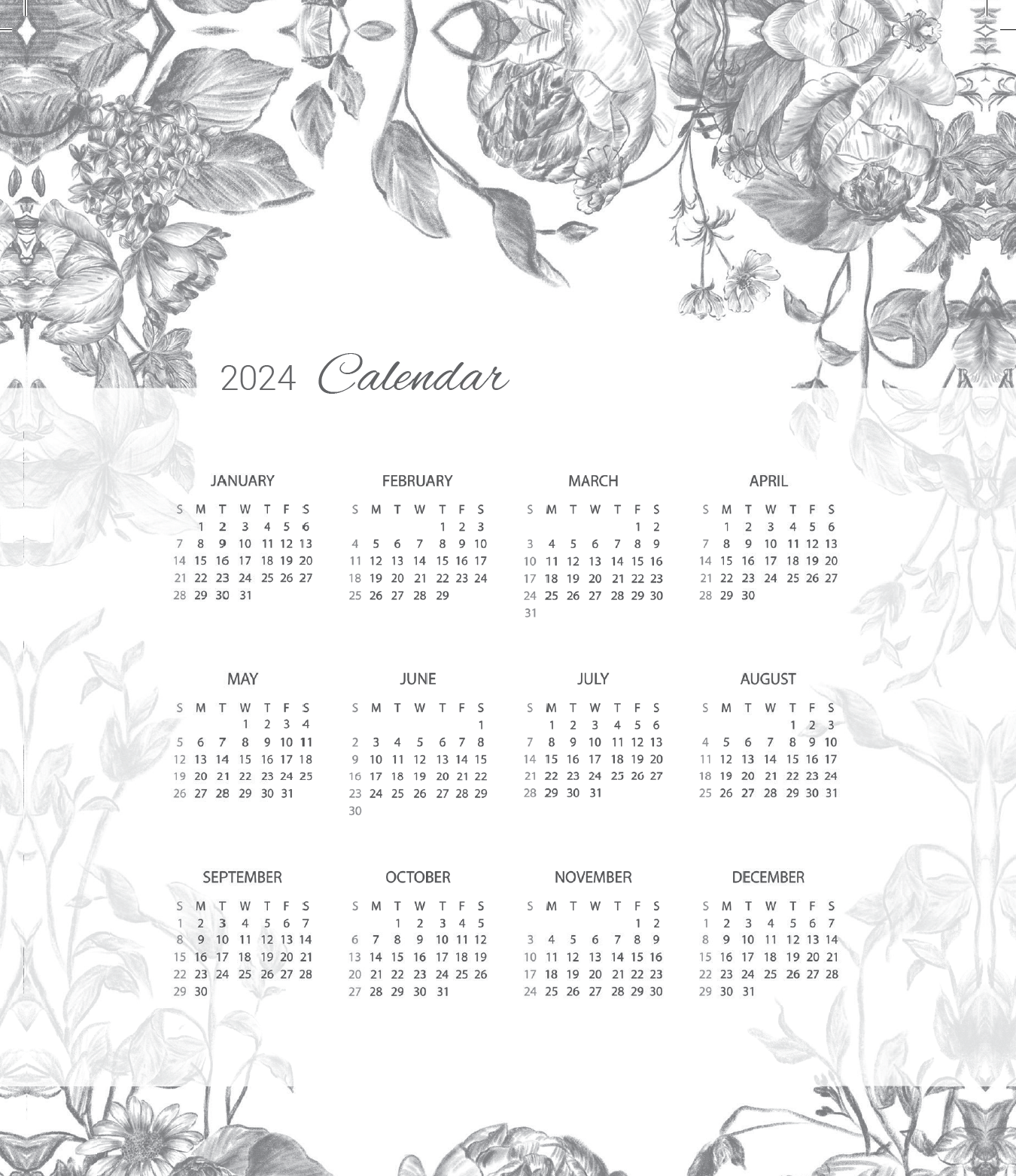 2024 Collection - Agenda Cover + 2024 Calendar Pages - The Vibe Planner