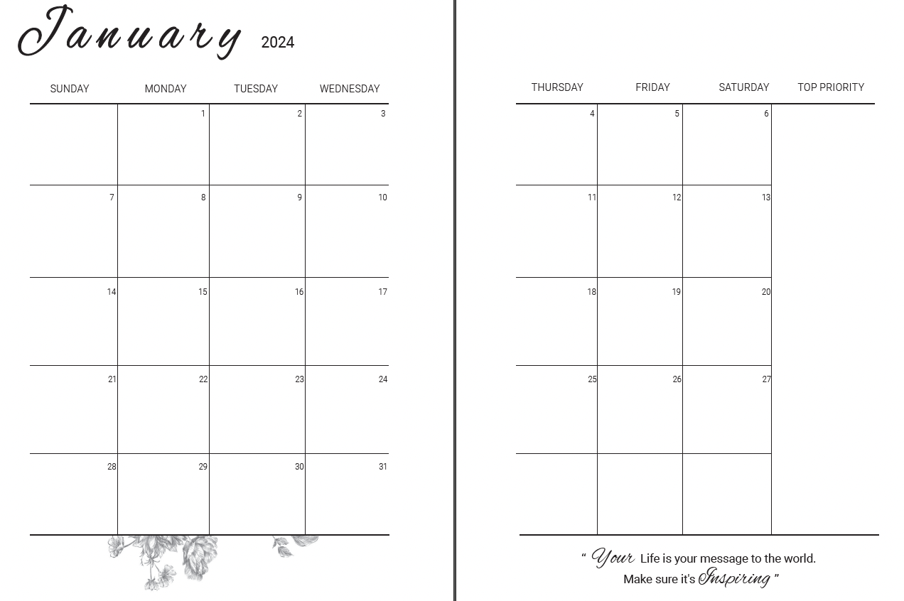 2024 Collection - Agenda Cover + 2024 Calendar Pages - The Vibe Planner